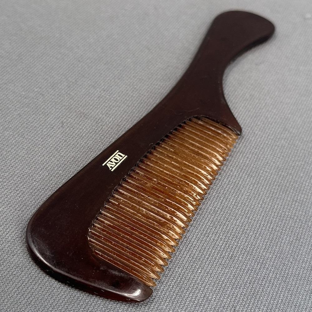 VTG Avon Pocket Comb 8" 1981 Cambridge Collection Brown Tortoise Handled Retro